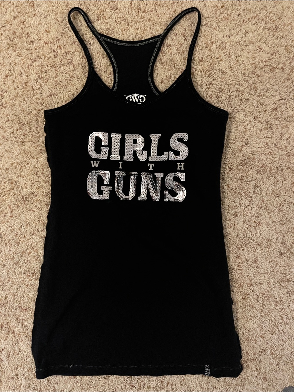 Women's Black Racerback Rhinestone Tank